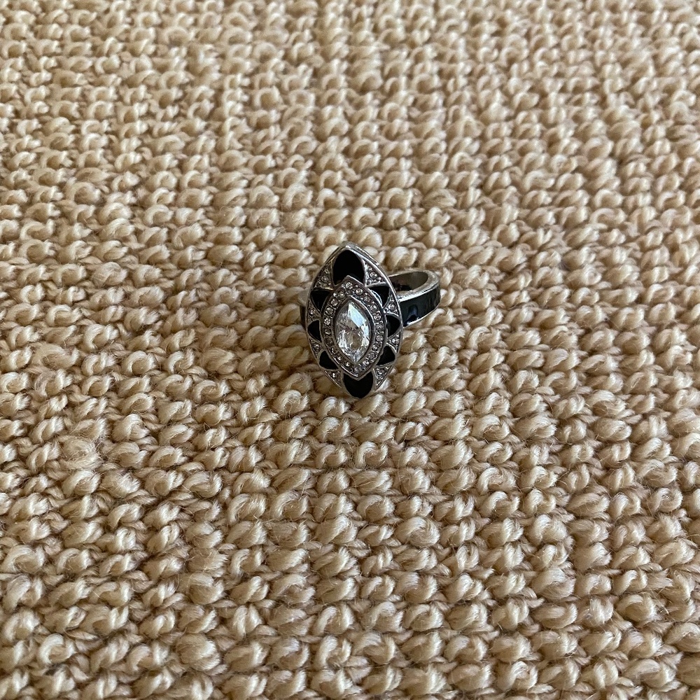 Black And Silver Gemstone Statement Ring - image 1